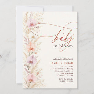 Invitación Ducha de bebé de orquídea silvestre floral boho
