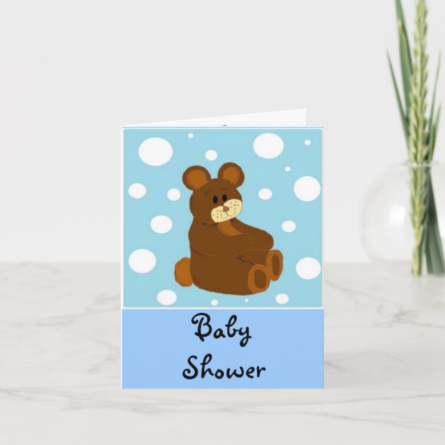Invitación Ducha de bebé de osito de peluche azul (Anverso)