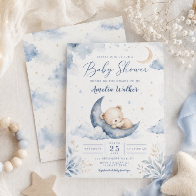Invitación Ducha de bebé de osito de peluche dormido (Subido por el creador)