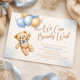 Invitación Ducha de bebé de osito de peluche lindo con globos