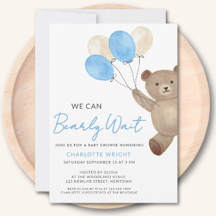 Invitación Ducha de bebé de osito de peluche que apenas podem