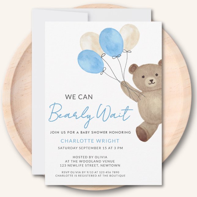 Invitación Ducha de bebé de osito de peluche que apenas podem (Subido por el creador)