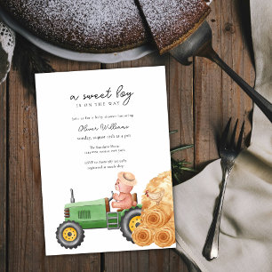Invitación Ducha de bebé de oso de peluche de tractor de agri