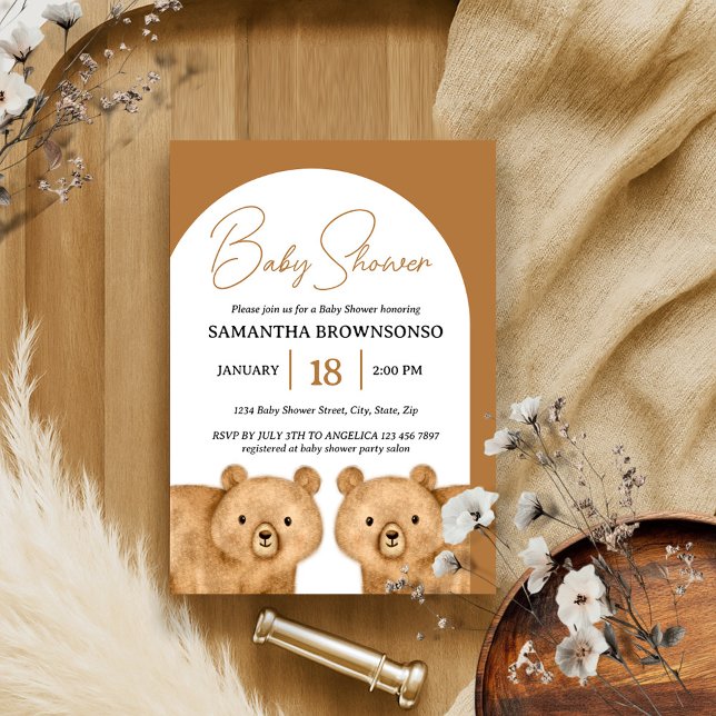 Invitación Ducha de Bebé de Oso Marrón (Subido por el creador)