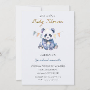 Invitación Ducha de bebé de oso panda