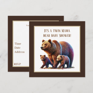 Invitación Ducha de bebé de osos gemelos