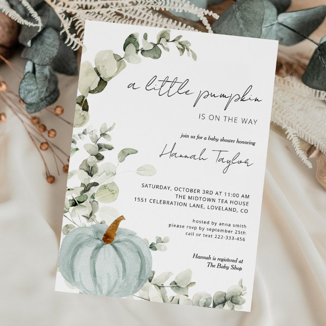Invitación Ducha de bebé de otoño calabacita azul (Subido por el creador)