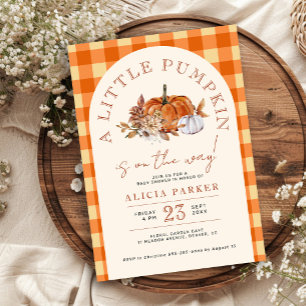Invitación Ducha de bebé de otoño de calabacita a cuadros