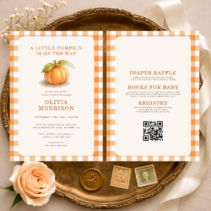 Invitación Ducha de bebé de otoño en una pequeña calabaza