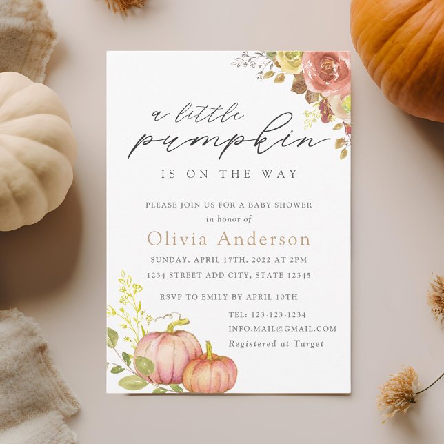 Invitación Ducha de Bebé de Otoño Neutra 'Calabacita' (Subido por el creador)