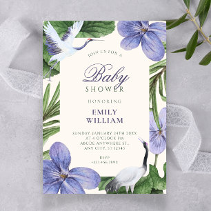 Invitación ducha de bebé de pájaro decorativo floral