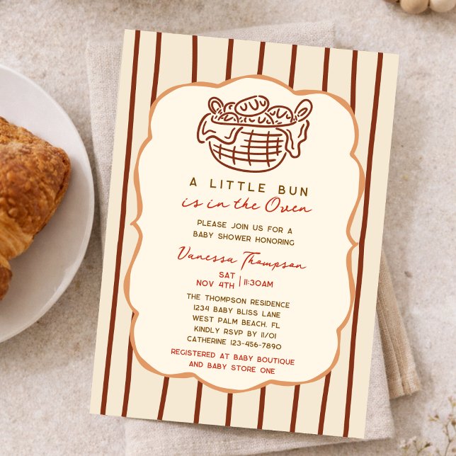 Invitación Ducha de Bebé de Panecillo Dibujado a Mano con Cap (Subido por el creador)