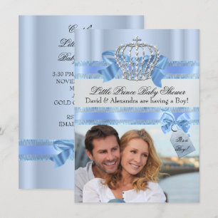 Invitación Ducha de bebé de pareja Niño Azul Foto del pequeño