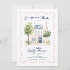 Invitación Ducha de bebé de París Café parisino Fiesta del té