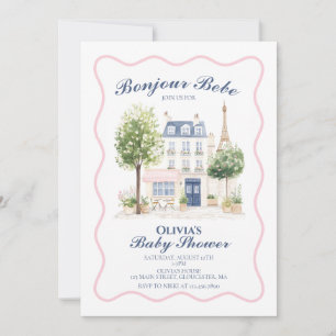 Invitación Ducha de bebé de París Café parisino Fiesta del té