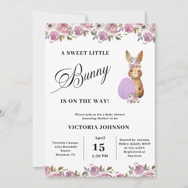 Invitación Ducha de Bebé de Pascua (Anverso)