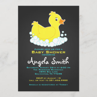 Invitación Ducha de bebé de patito de goma en pizarra