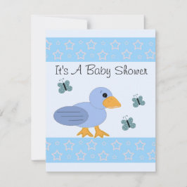 Invitación Ducha de bebé de pato azul y mariposa