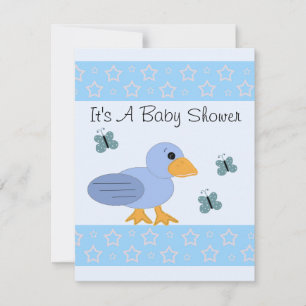Invitación Ducha de bebé de pato azul y mariposa