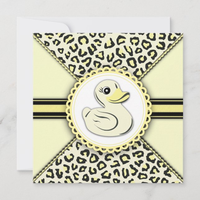 Invitación Ducha de bebé de pato de goma amarillo elegante (Anverso)