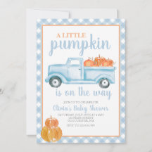 Ducha de bebé de pequeña calabaza Camión azul Otoñ