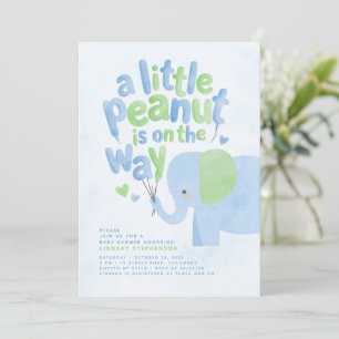 Invitación Ducha de bebé de pequeño cacahuete elefante verde 