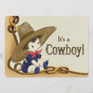 Invitación Ducha de bebé de pequeño vaquero