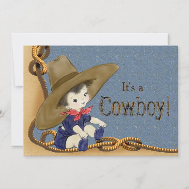 Invitación Ducha de bebé de pequeño vaquero (Anverso)
