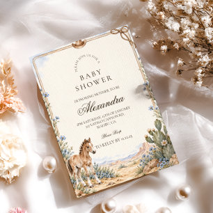 Invitación Ducha de bebé de pequeño vaquero caballo