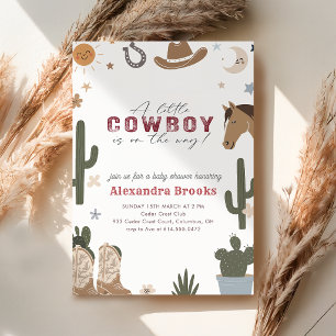 Invitación Ducha de bebé de pequeño vaquero occidental