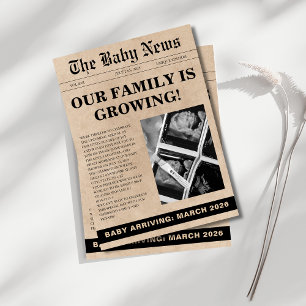 Invitación Ducha de bebé de periódico fotográfico único