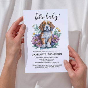 Invitación Ducha de Bebé de Perrito Moderno de Terracota