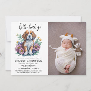Invitación Ducha de Bebé de Perro Cachorro Moderno de Terraco