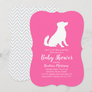Invitación Ducha de bebé de perro pastor australiano rosa niñ