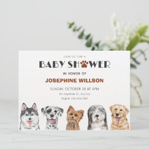 Invitación Ducha de bebé de perros cortos