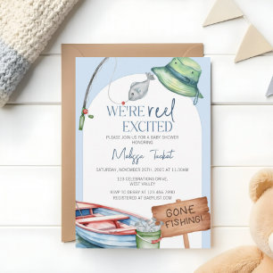 Invitación Ducha de bebé de pesca, muy emocionados