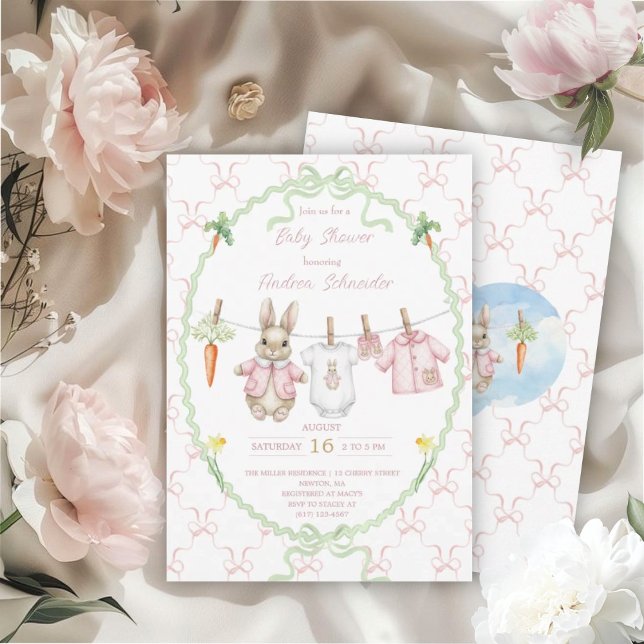 Invitación Ducha de bebé de Peter el conejo en la cuerda de r (Subido por el creador)
