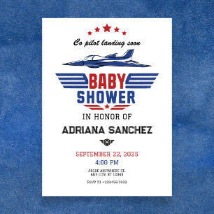 Invitación Ducha de bebé de piloto de avión de combate