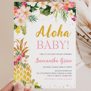 Invitación Ducha de Bebé de Piña Rosa Floral