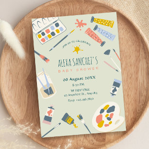 Invitación Ducha de bebé de pincel de pintura de arte colorid