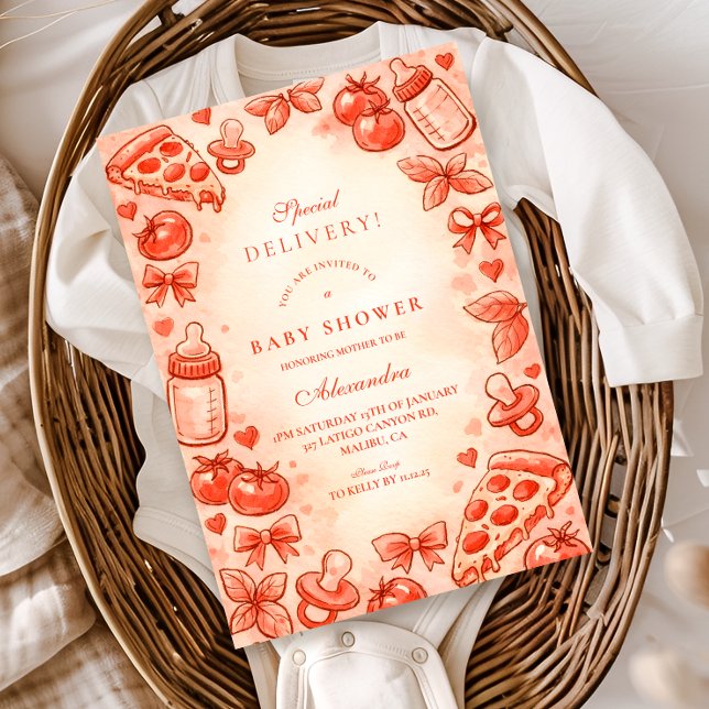 Invitación Ducha de Bebé de Pizza a Domicilio (Subido por el creador)