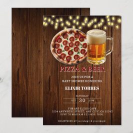 Invitación Ducha de bebé de Pizza Rústica y Cerveza