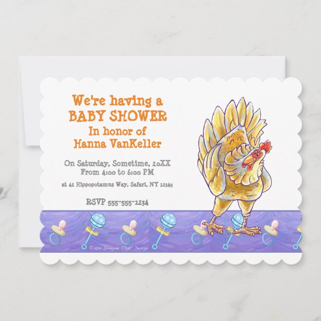 Invitación Ducha de bebé de pollito lindo (Anverso)
