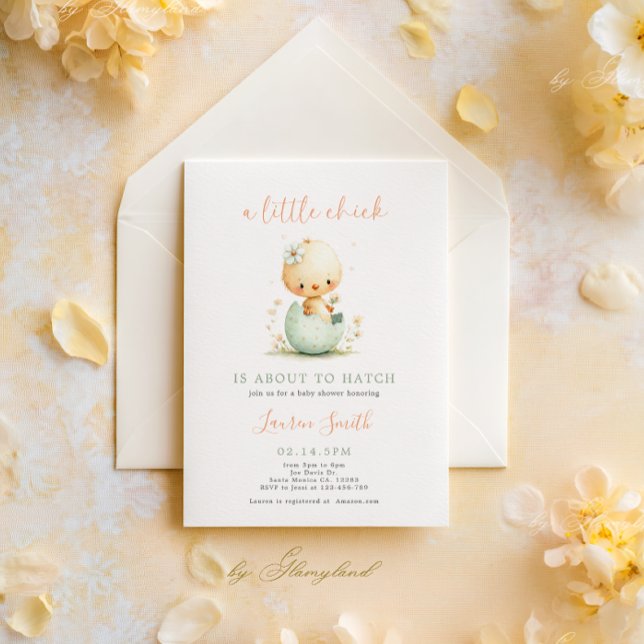 Invitación Ducha de Bebé de Pollito Pequeño de Primavera (Subido por el creador)