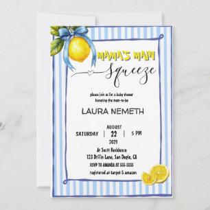 Invitación Ducha de Bebé de Preppy Mama's Main Squeeze Lemon