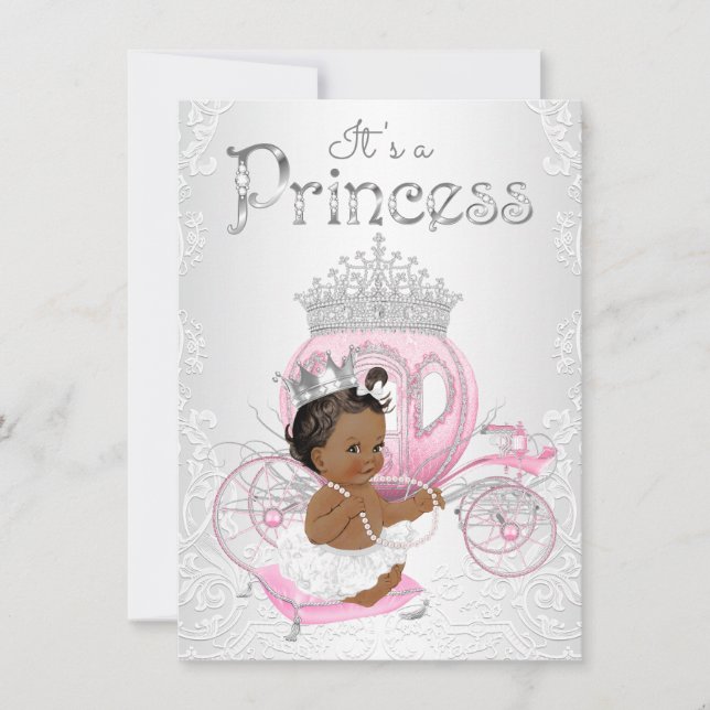 Invitación Ducha de bebé de princesa afroamericana (Anverso)