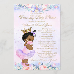 Invitación Ducha de bebé de princesa afroamericana de paso