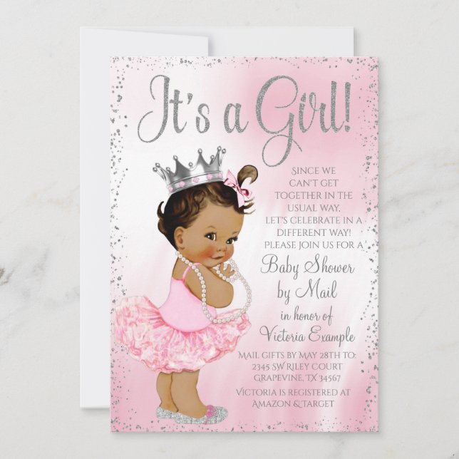 Invitación Ducha de bebé de princesa étnica a distancia (Anverso)