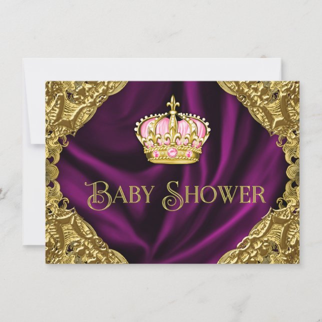 Invitación Ducha de Bebé de Princesa Real (Anverso)