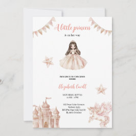 Invitación ducha de bebé de princesa rosa elegante y linda